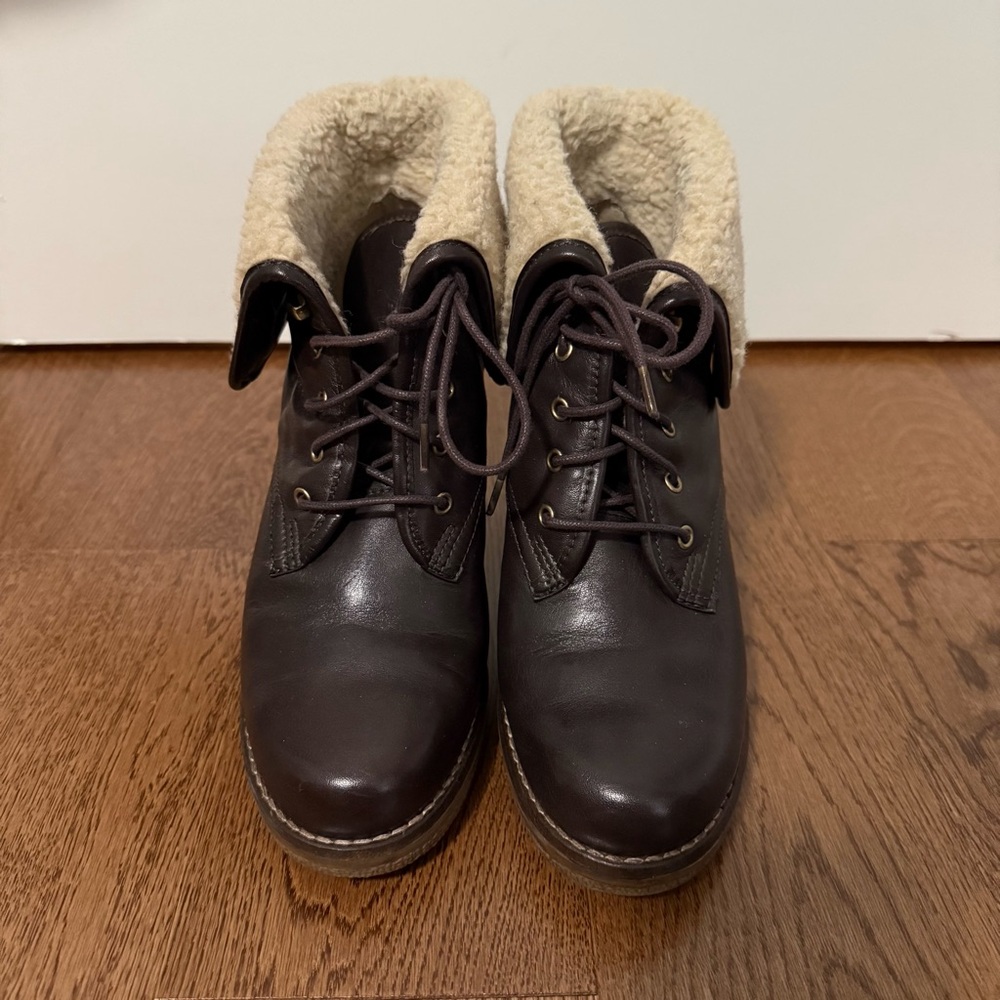 Geox Respira Anais Lace-Up Heeled Ankle Boots in Brown, Women's 36